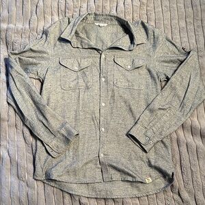 BATELA Women's grey blue Button Down Shirt XL